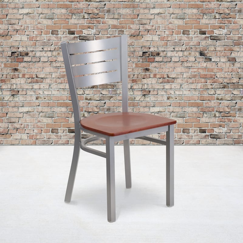Slat Back Metal Restaurant Chair - 16.5"W x 19"D x 33.5"H