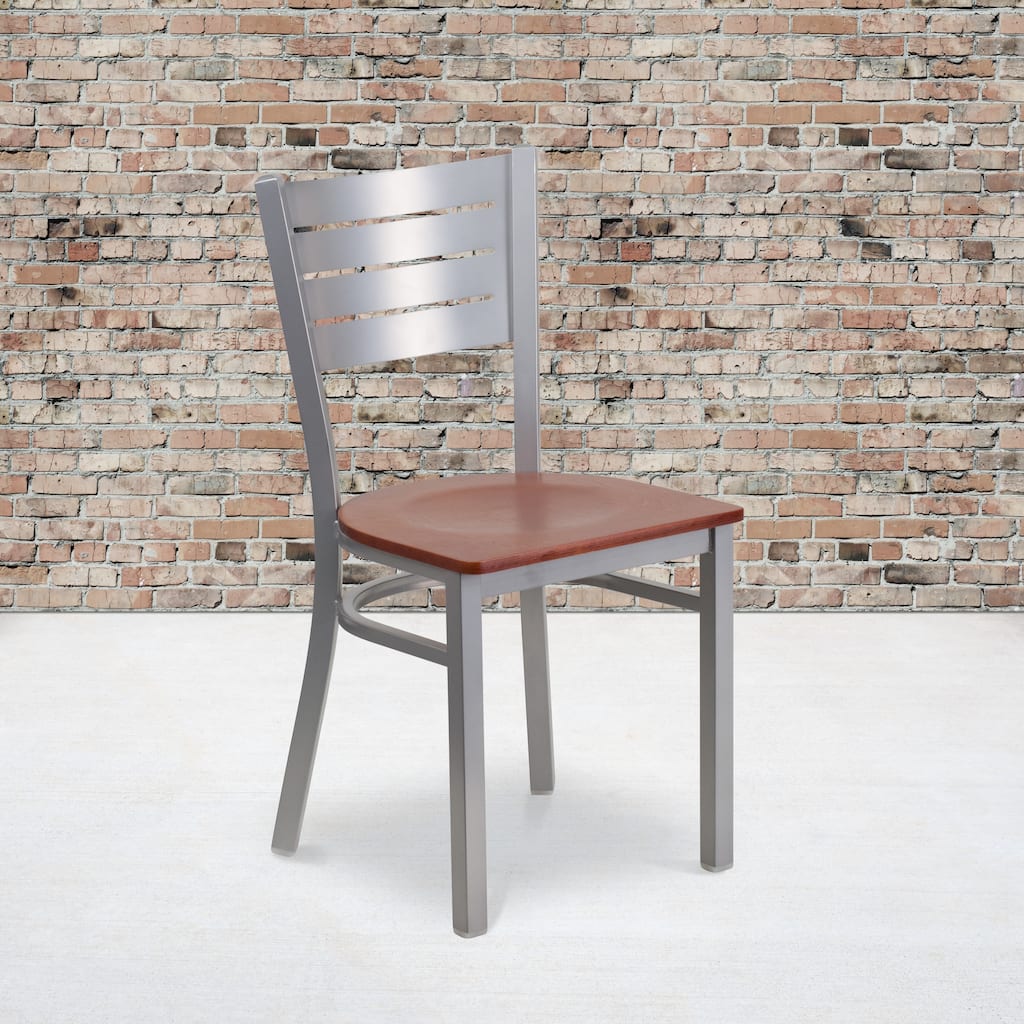 Slat Back Metal Restaurant Chair - 16.5"W x 19"D x 33.5"H