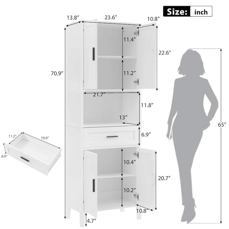 70.9" High Freestanding Tall Bathroom Cabinet