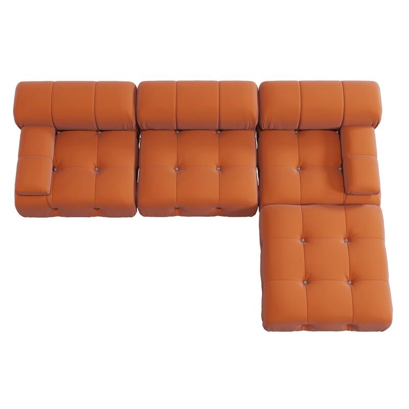 104" Wide Velvet Reversible Modular Sofa & Chaise with Ottoman