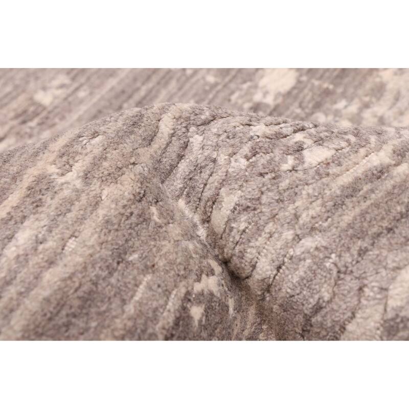 ECARPETGALLERY Hand Loomed Elysian Dark Grey Wool Rug - 7'10 x 8'0