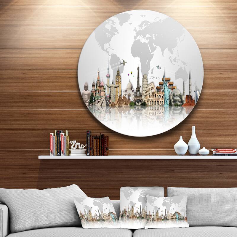 Designart 'Famous Monuments Across World' Art Circle Wall Art On Sale