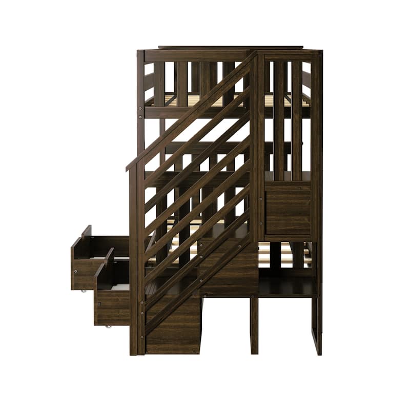 Max and Lily Twin over Twin Staircase Bunk Bed with Storage Drawers
