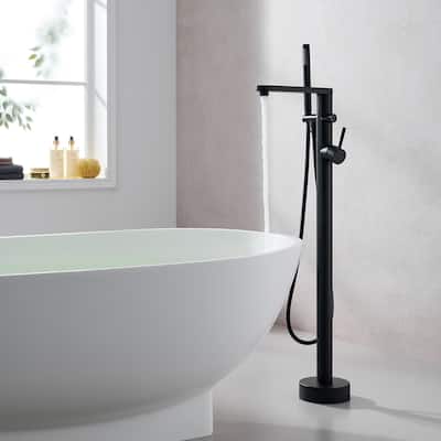 Allario Double Lever Handles Freestanding Floor Mounted Tub Filler with Handshower