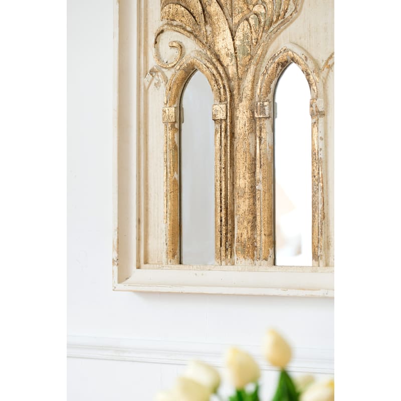 Mid-Century Modern Wall Mirror - Gold Leaf Details, Set of Two