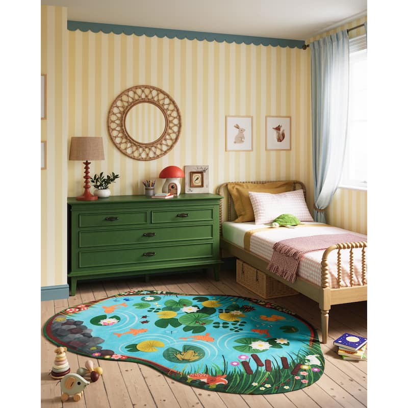 Momeni Playground Pond Kid Rug - 6' X 8'2" - Blue
