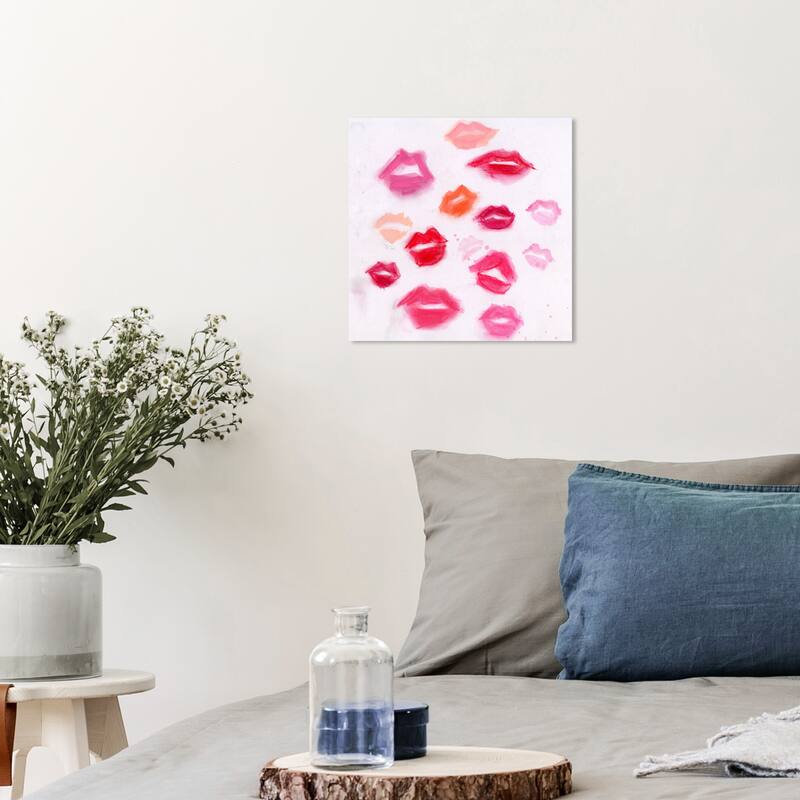 Wynwood Studio Canvas Fashion and Glam Blowing Kisses Pink and Modern & Contemporary Wall Art Canvas Print - 12 x 12