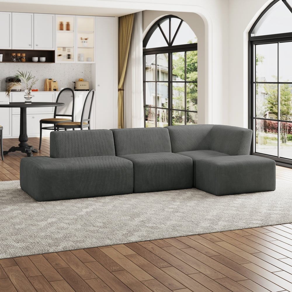 Oversized Corduroy Modular Sectional Fabric Sofa Set
