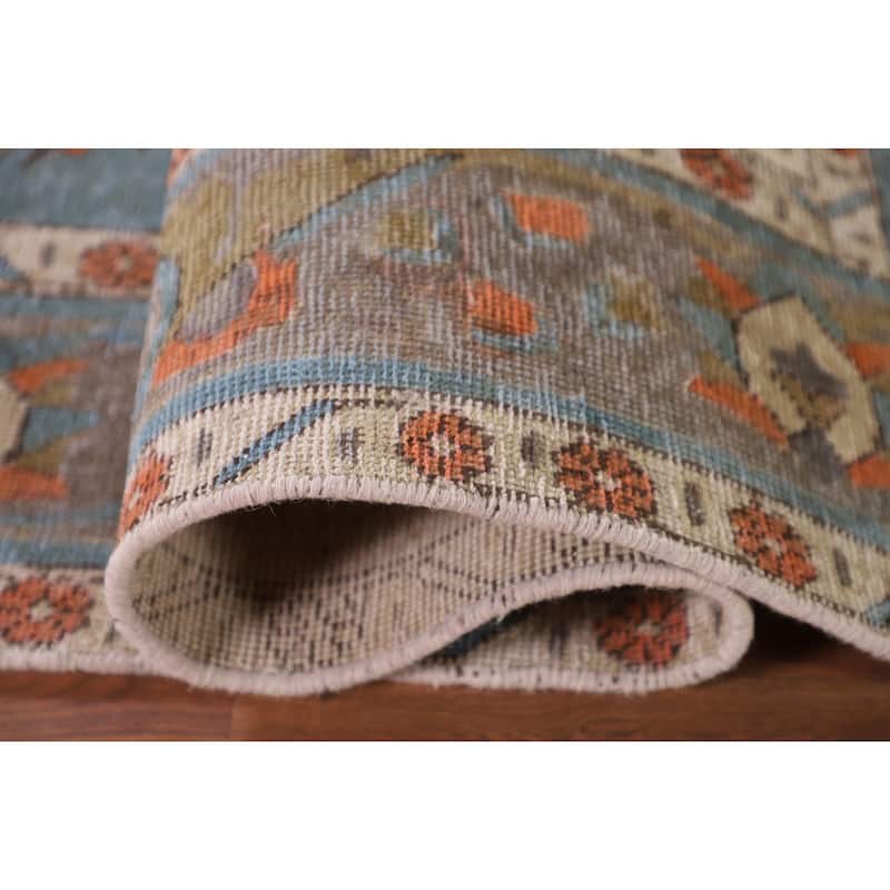 Over-Dyed Blue Tabriz Vintage Area Rug Handmade Wool Carpet - 6'5" x 9'5"