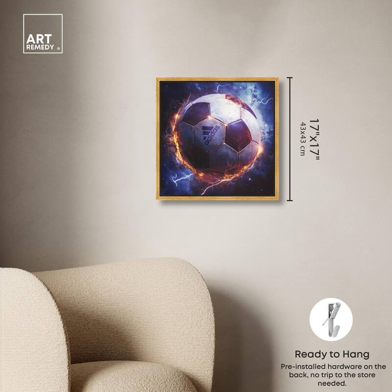 Electrify Soccer Ball Canvas by Art Remedy