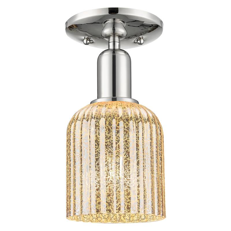 Innovations Lighting Downtown Urban - Bridal Veil - 1 Light 5" Semi-Flush Mount Light - Polished Nickel/Mercury Shade