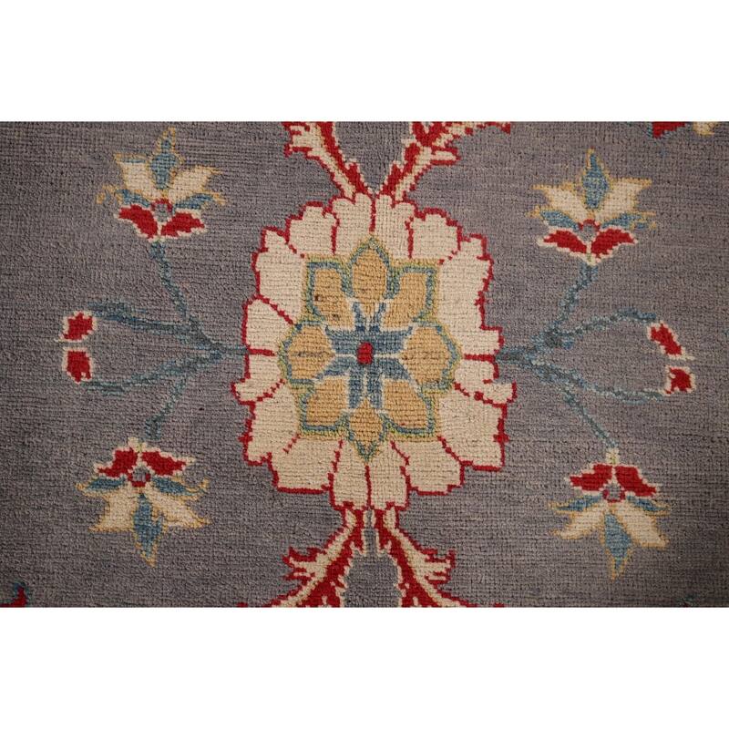 Gray Floral Oushak Oriental Area Rug Hand-Knotted Wool Carpet - 6'0" x 8'11"