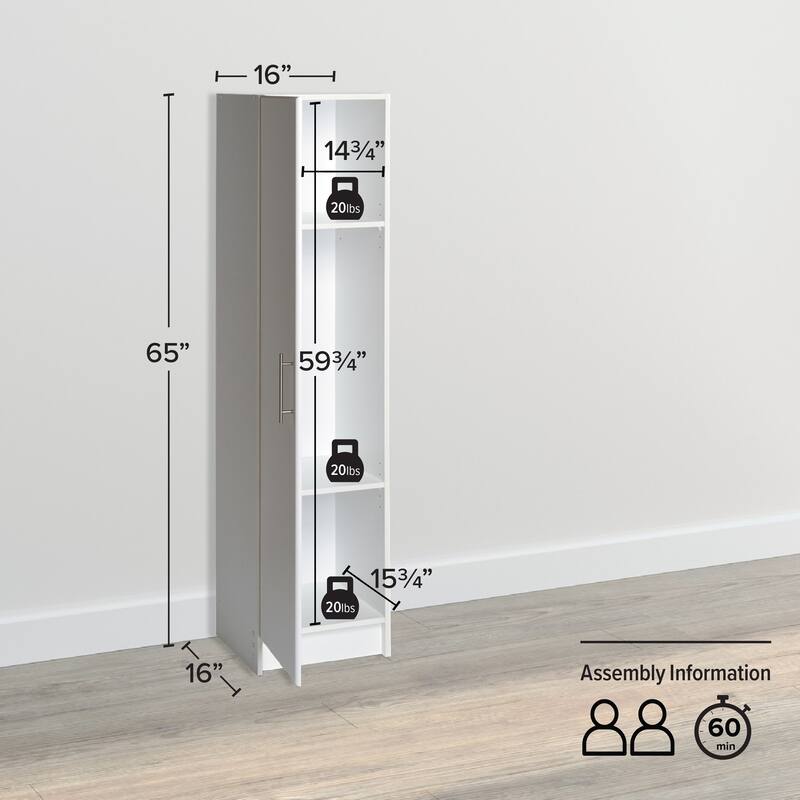 Prepac Elite 16-inch Narrow Cabinet, Multiple Finishes - 16 Inch