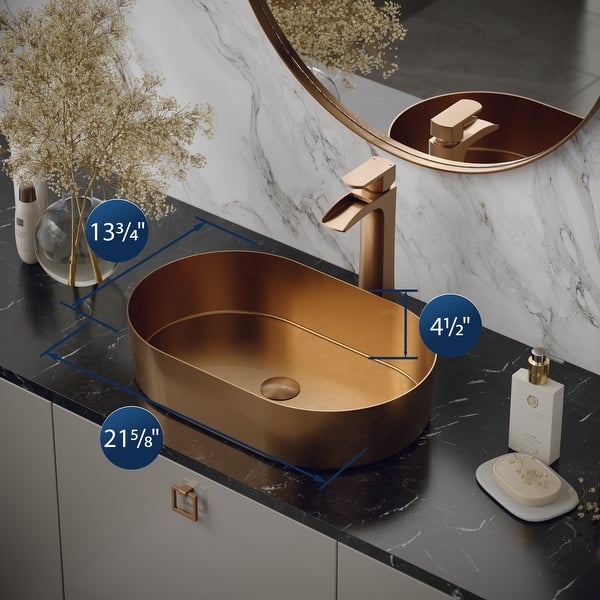 dimension image slide 2 of 4, Karran Cinox Stainless Steel Oval Vessel Sink
