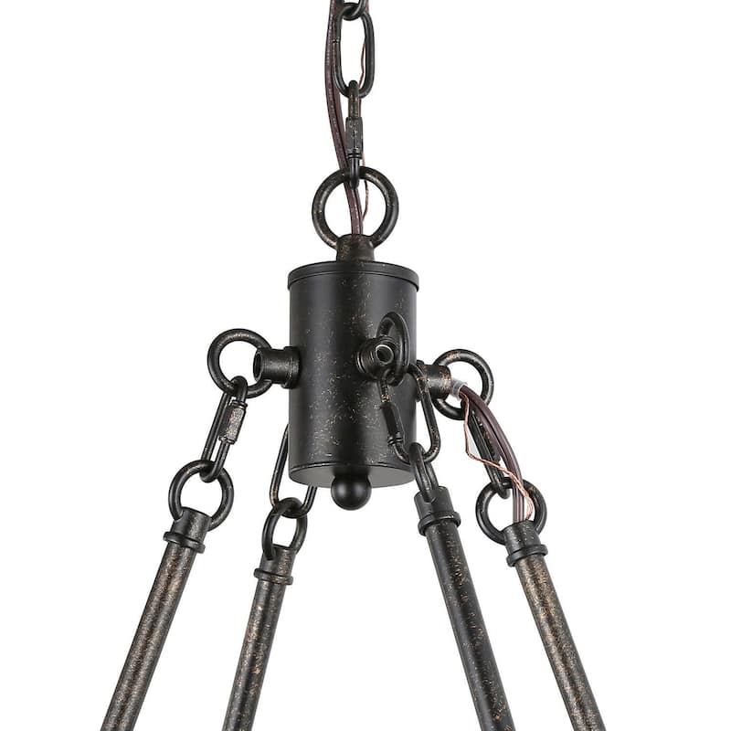 The Gray Barn Modern Farmhouse 8-Light Chandelier Wood Island Lights for Dining Room - L29.9"xW13"xH22.8"