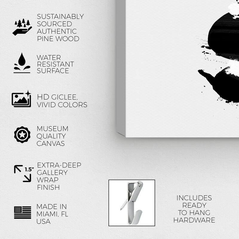Wynwood Studio Canvas Abstract Perfect Balance Noir Square Black and Modern & Contemporary Wall Art Canvas Print