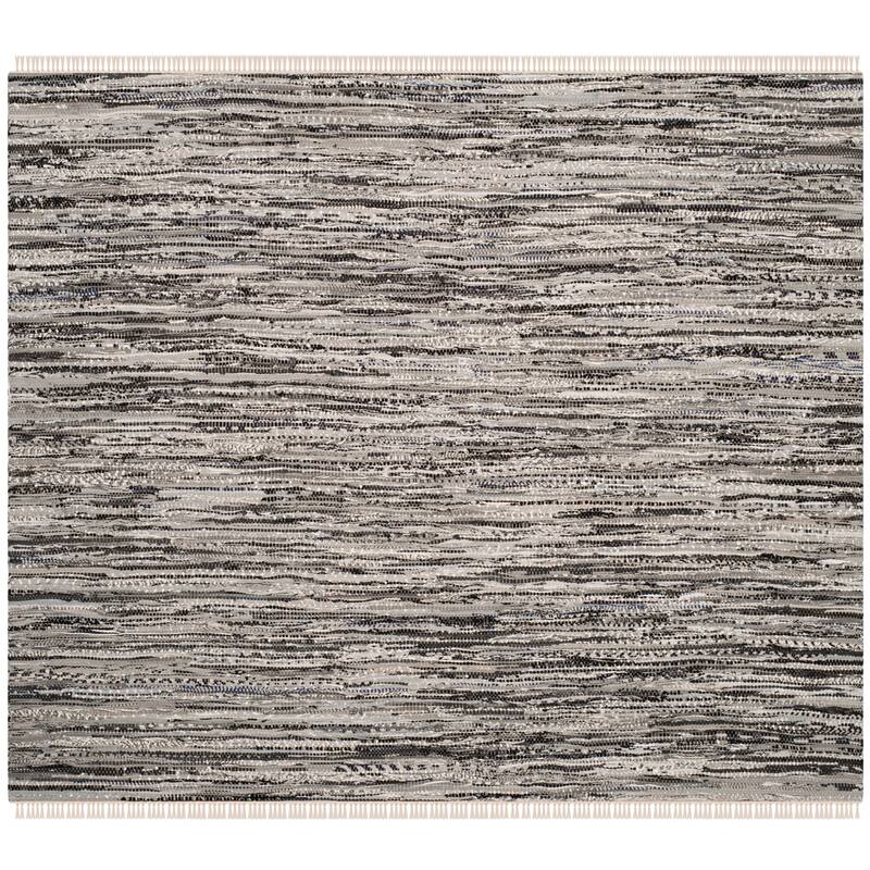 SAFAVIEH Handmade Rag Rug Irmeli Casual Stripe Cotton Rug - 4' Square - Grey
