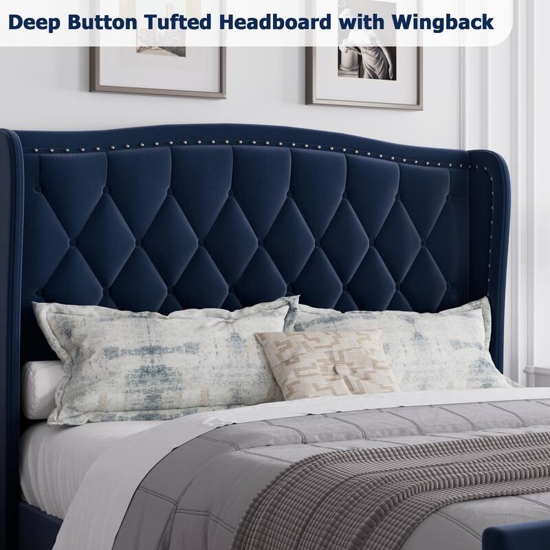 Bed Frame with 4 Storage Drawers and Headboard