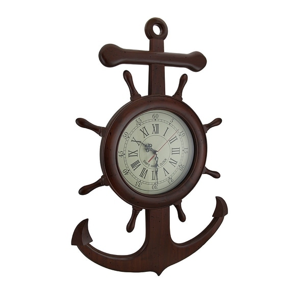 Wooden Ship Wheel And Anchor Nautical Wall Clock Free Wooden Ship Wheel And Anchor Nautical Wall Clock