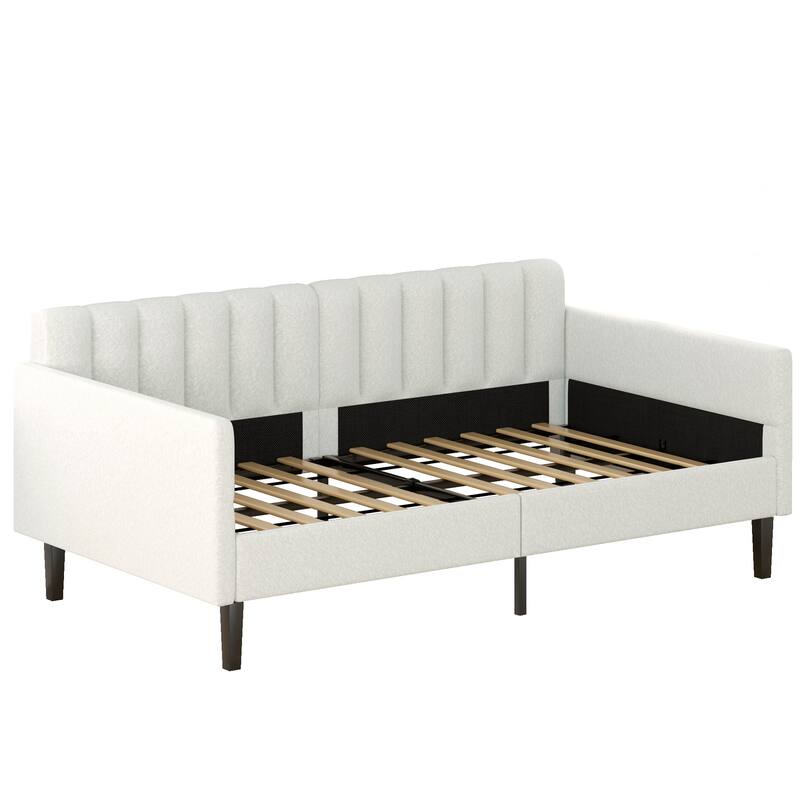 Elena Twin Size Ivory Boucle Upholstered Daybed