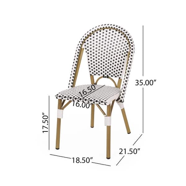 dimension image slide 3 of 5, Elize Outdoor French Cafe Chairs (Set of 4) by Christopher Knight Home