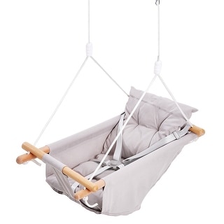 Canvas Hammock Swing Wooden Hanging Swing Seat for Baby to Toddler - 27.65*17.5inches