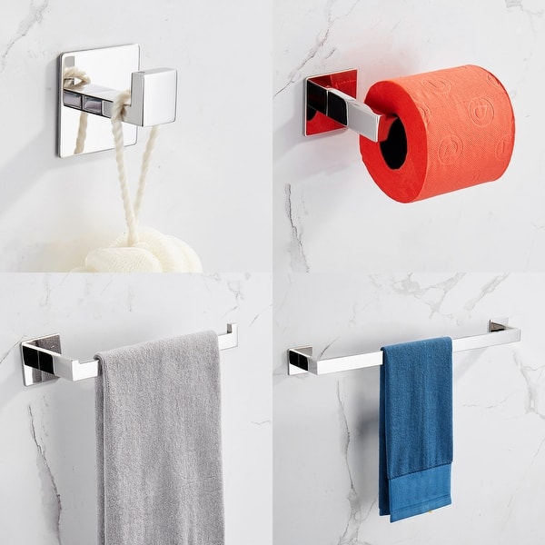 Adhesive Bathroom Hardware Set Towel Shelf Holder Rack Robe Hook
