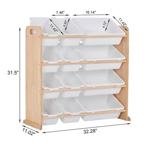 Kids Toy Storage Organizer With 12 Plastic Bins