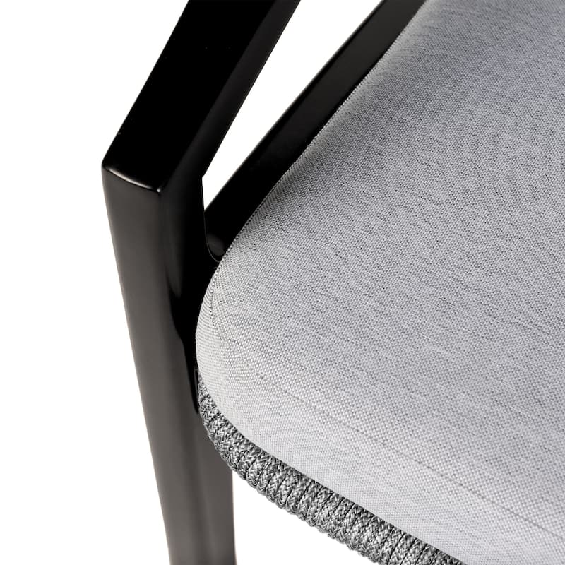 Beckham Boho Gray Rope and Eucalyptus Wood Outdoor Chair with Cushions