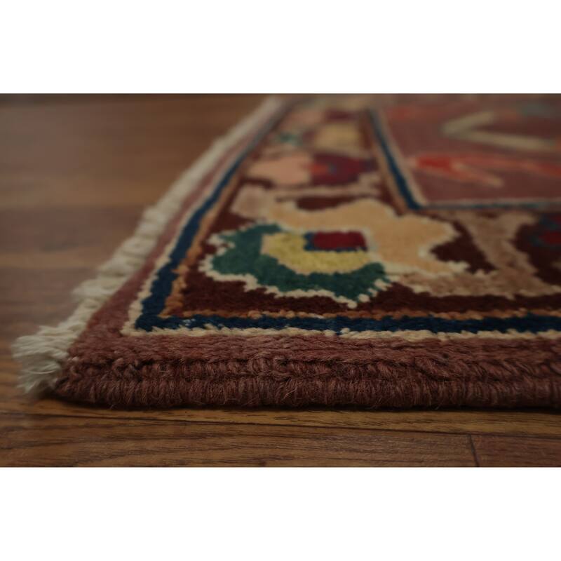 Hand Knotted Oriental 100% Wool Carpet Traditional Geometric Brown Peshawar Area Rug - 3' 1'' X 2' 0''