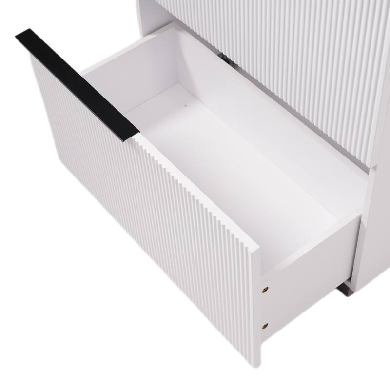 30" Bathroom Vanity with Ceramic Sink and Full-Extension Drawers, Soft Close Undermount Drawer Slides, Fluted Design, Natural