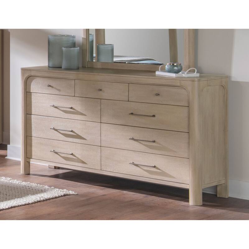 Solano 9-drawer Bedroom Dresser with Mirror Weathered Mango