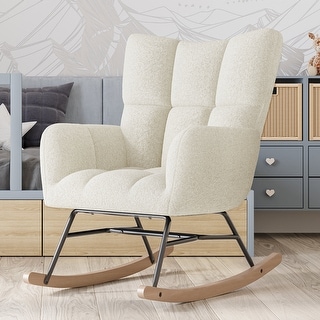 BELLEZE Lucy Upholstered Rocking Chair White Bed Bath Beyond 38162569