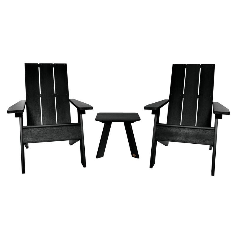 HIGHWOOD 3-piece Adirondack Chairs and Side Table Set - Black