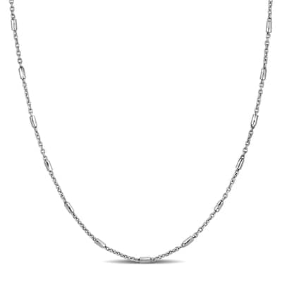 Miadora 1mm Tube Beads on Cable Chain in 10k White Gold - 17 in