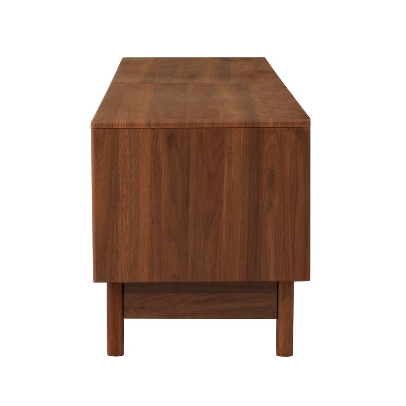 Roomfitters 78 Inch TV Stand for TVs up to 85 Inch, Walnut Media Console Table with Modern Glass Drawers