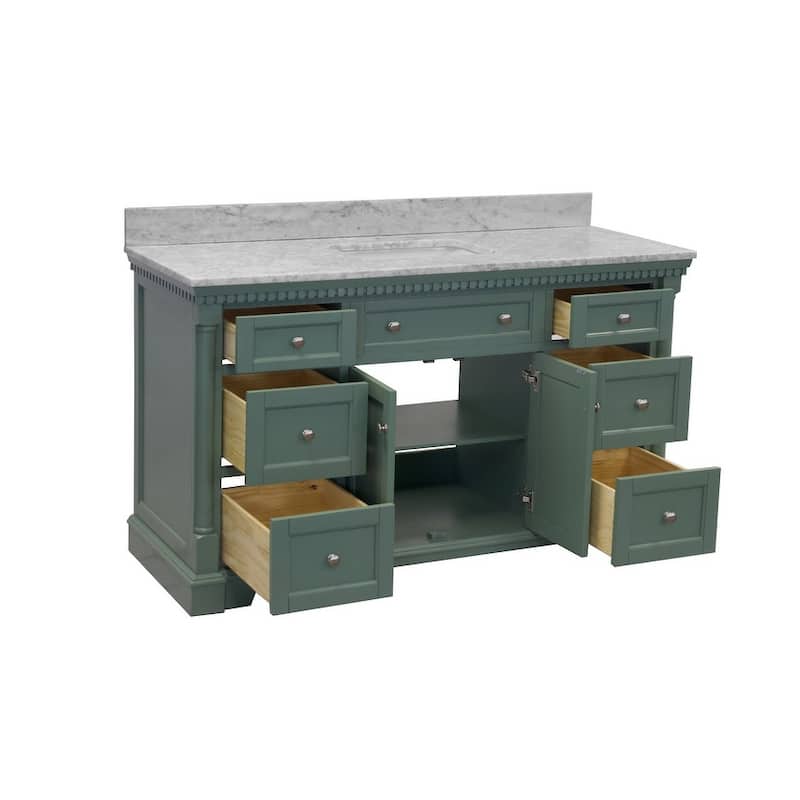 KitchenBathCollection Sydney 60" Single Bathroom Vanity with Carrara Marble Top