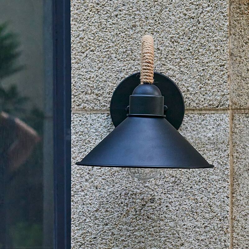 Natural Home 1 light 12 inch black finish Indoor Wall Sconce with decorative rope - 12 inch