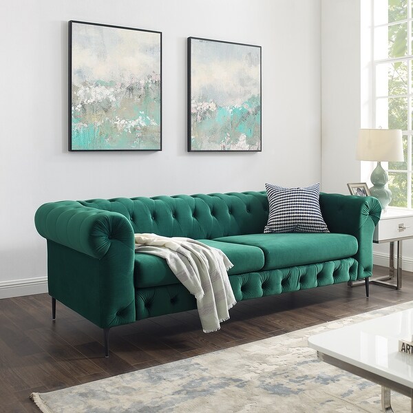 Shop Tufted Velvet UpTufted Velvet Upholstered Rolled Arms Chesterfield