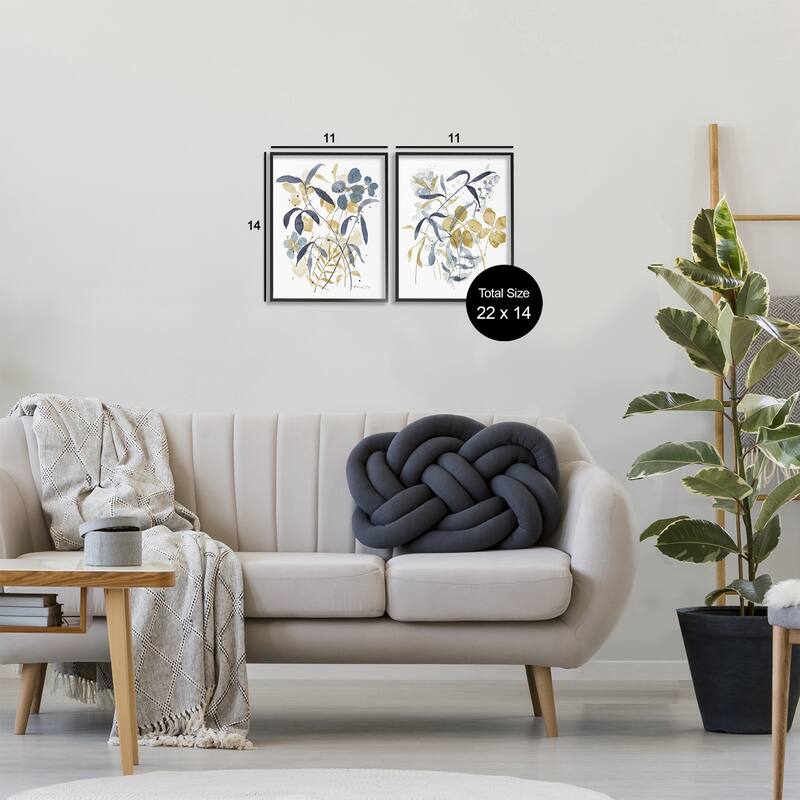 Stupell Whimsy Watercolor Botanicals Framed Giclee Art Design By Krinlox (Set of 2)