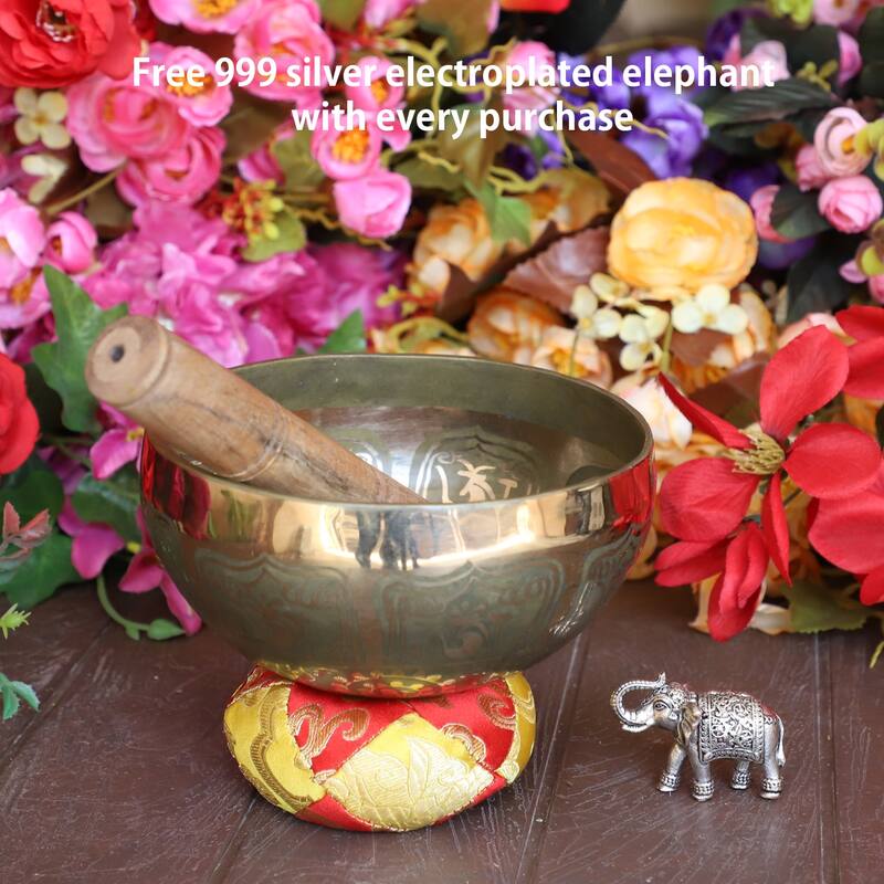 Cottage Handicraft ,Hand-made Singing Bowl, Small with free Elephant Gift