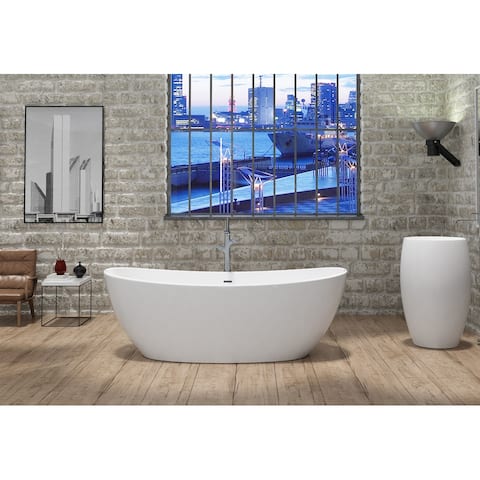 Manhattan 59" Solid Surface Freestanding Soaking Bathtub