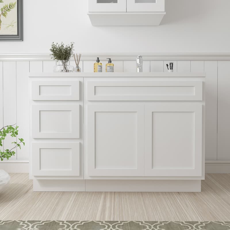 Vanity Art 54" Oak Freestanding Bathroom Vanity Cabinet without Top - White