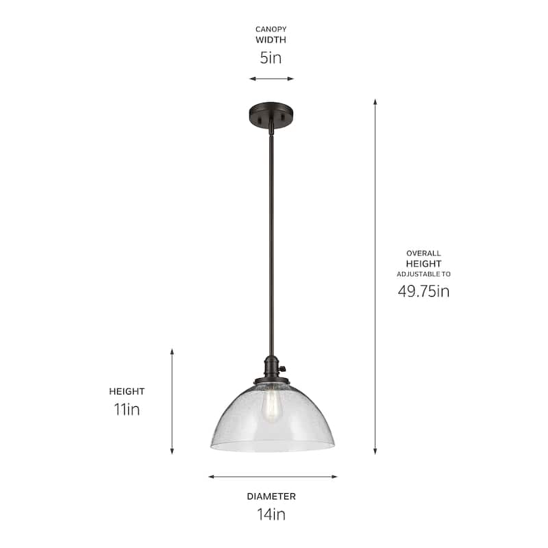 Kichler Lighting Avery 1-Light Pendant Light with Seeded Glass