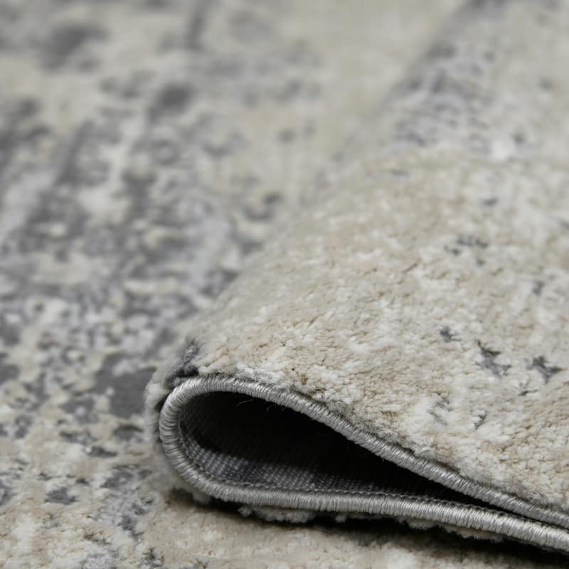 Sylvia Erica Gray/Blue Polyester Blend Performance Area Rug