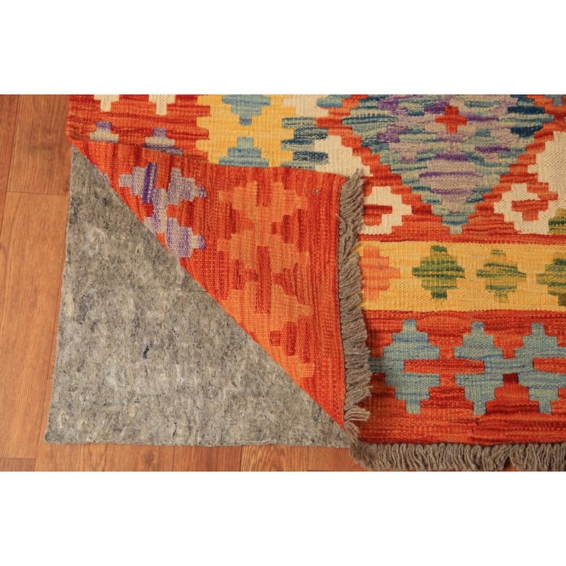 Trellis Geometric Kilim Oriental Area Rug Hand-Woven Wool Carpet - 8'4"x 10'10"