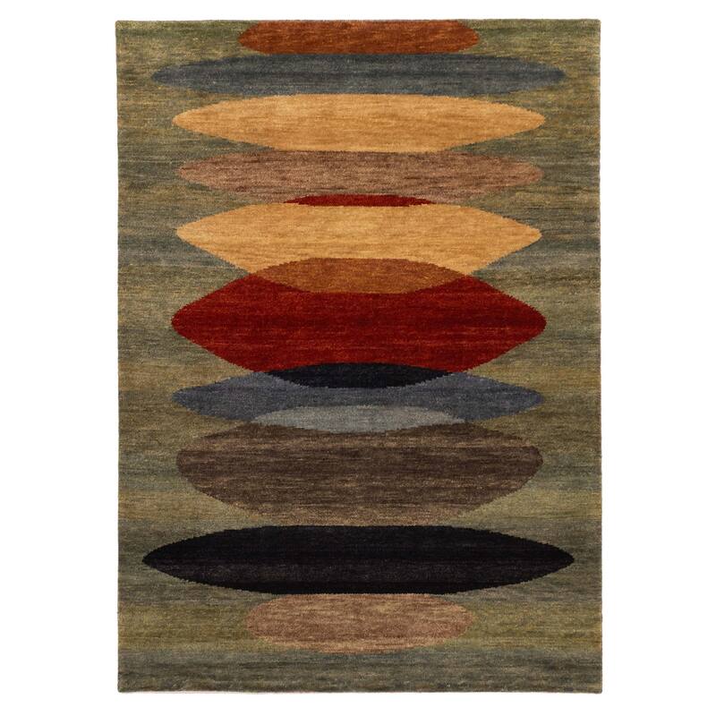 ECARPETGALLERY Hand-knotted Peshawar Ziegler Green Wool Rug - 5'1 x 6'11