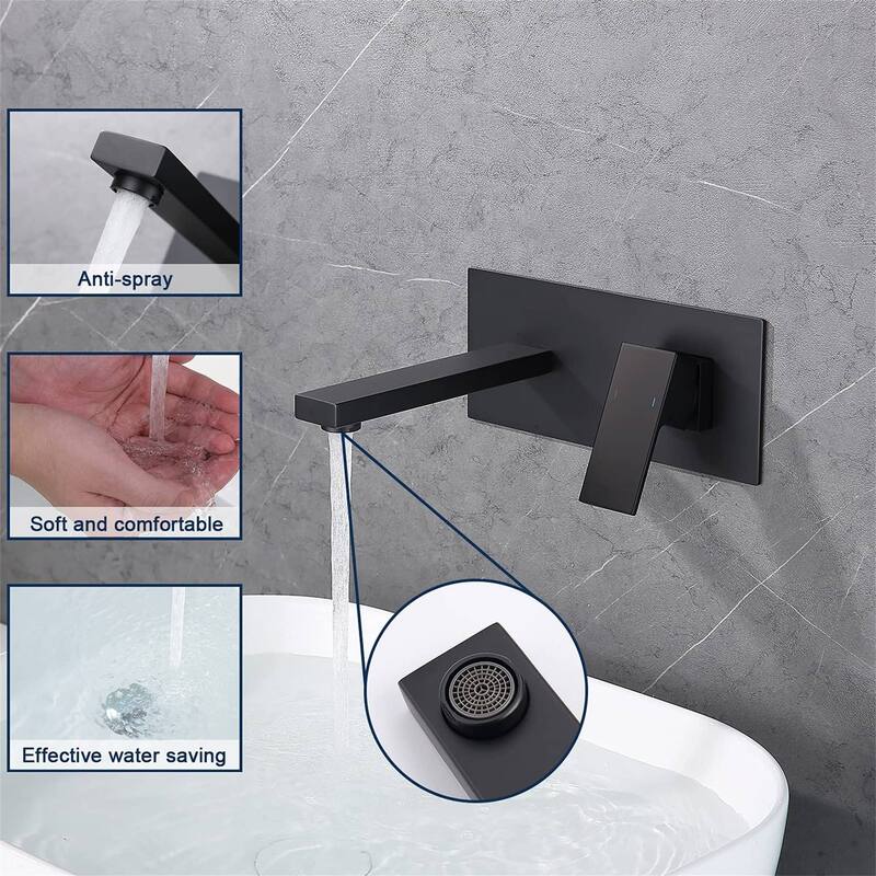 Wall Mounted Bahtroom Faucet Single Handle Bathroom Sink Faucet Two Holes Modern Tub Basin Vanity Taps With Rough-in Valve