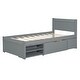 preview thumbnail 35 of 33, Twin Platform Bed with Drawer and Two Storage Shelves, No Box Spring Needed