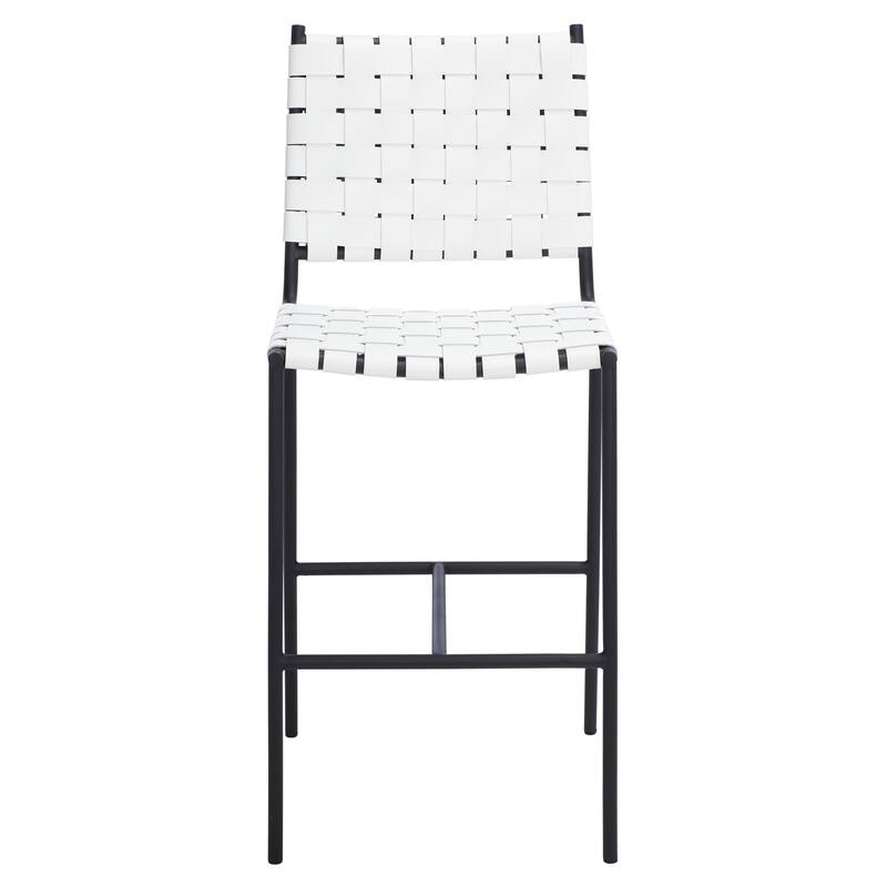 SAFAVIEH Tapati Woven Counter Stool - 20" W x 22" D x 40" H - 18Wx22Dx40H - White/Black